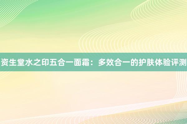 资生堂水之印五合一面霜：多效合一的护肤体验评测